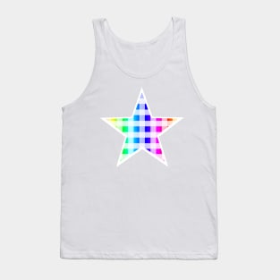 Rainbow and White Buffalo Plaid Star Tank Top